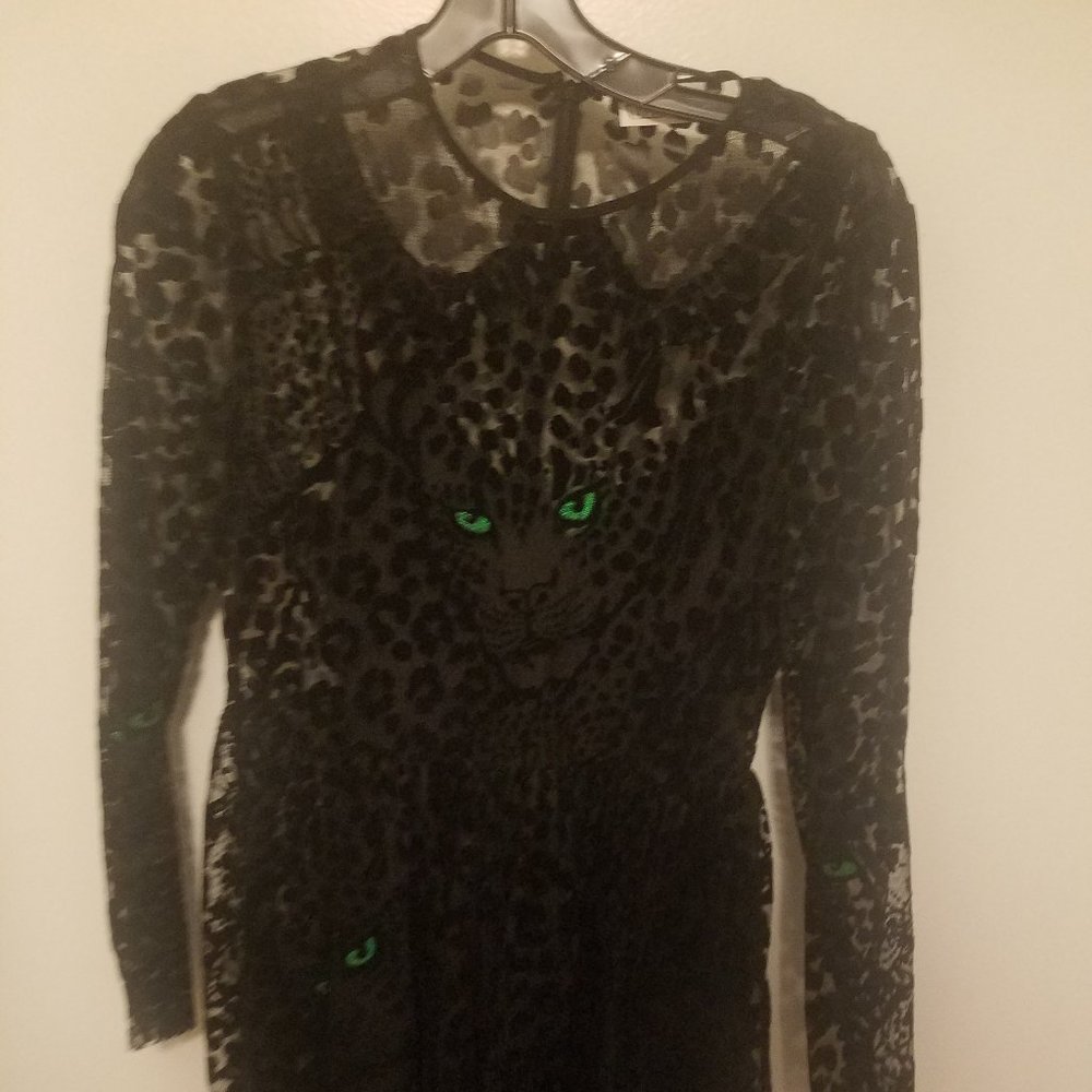 RED Valentino Black Leopard Laced Dress